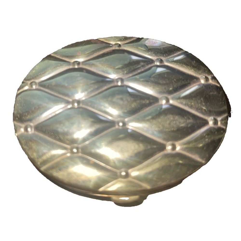 Vintage Gold Diamond Design Oval Powder Compact Makeup Accessory